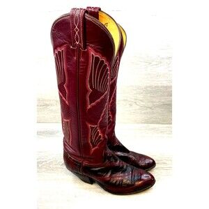 Tony Lama Women's Burgundy Leather 4.5C Cowboy Western Boots Style 969 USA Made
